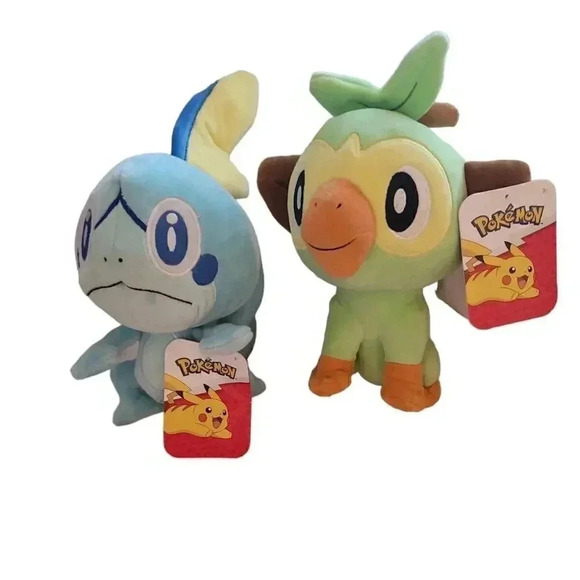 Pokemon Grookey and Sobble 8in Plush Stuffed Animal New With Tags - Picture 1 of 9